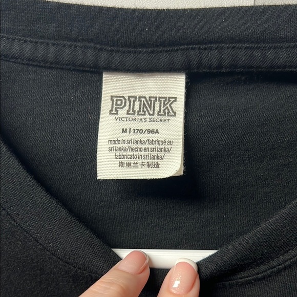 PINK Victoria's Secret Black Graphic Long Sleeve, Medium, Palm Trees - Picture 2 of 4